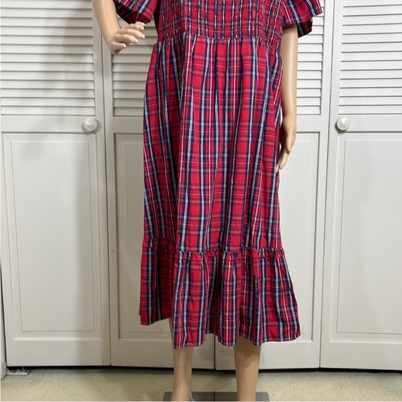 NWOT Draper James Deana Smocked Angie Plaid Cotton Dress Size 2x - Picture 7 of 16